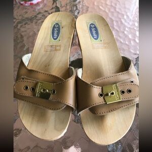 Dr. Scholl’s Original Vintage Leather & Wood Size 6M Tan Sandals